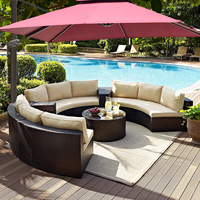 Sofá redondo de mimbre para exteriores, sofá semicircular, sofá de ratán para ocio, muebles de combinación de jardín