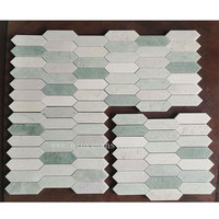 Mosaïque de marbre blanc et vert, carreaux de parquet, vert clair, pour murs et sols intérieurs, tapis, décoration intérieure, motif fleur marguerite, personnalisable