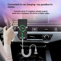Câble USB 2.0 Type-C rétractable à angle droit, charge rapide 6A, conducteur en cuivre pur, gaine en nylon, blindage tressé pour téléphones mobiles et voitures