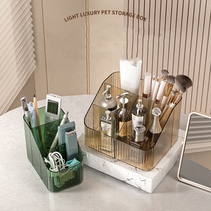 Boîte de rangement cosmétique en plastique Transparent cloison rectangulaire boîte de rangement et d'organisation de bureau produits support de stockage - Product Image 2