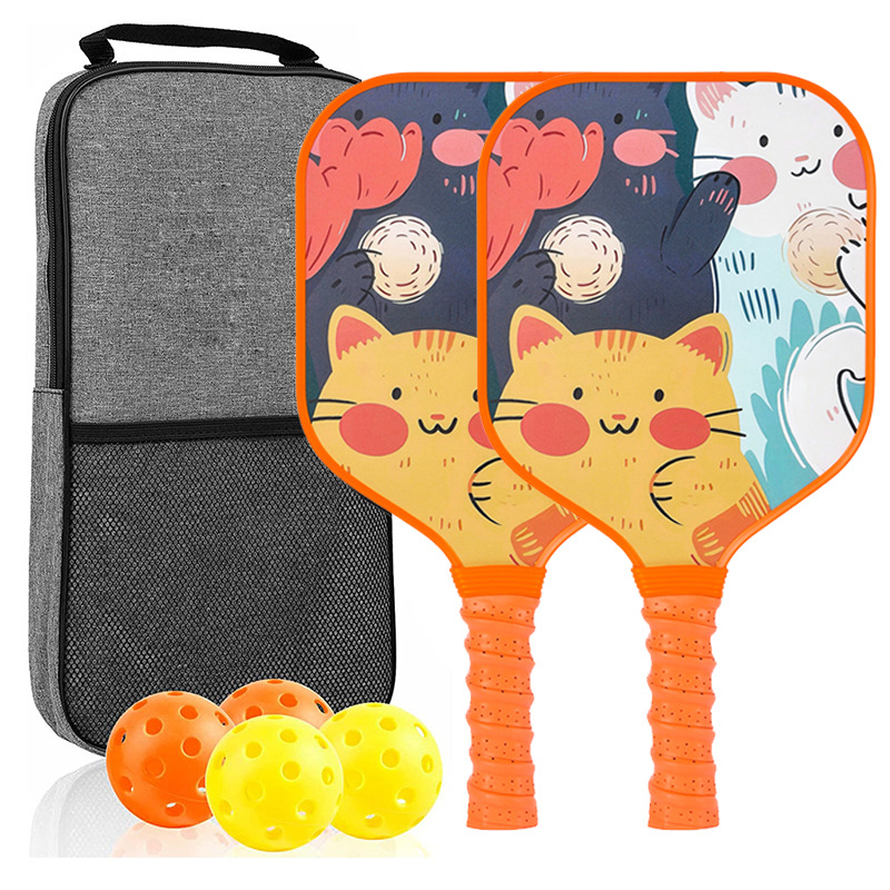 ไม้แร็กเก็ต 2 อัน, ลูกบอล 4 ลูก, กระเป๋าสีเทา 1 ใบ [Kids' RT-035]