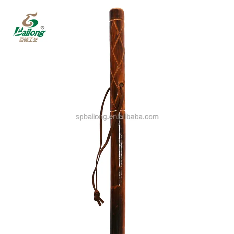 15 years factory custom design popular 122cm varnished camping wooden hiking pole walking stick