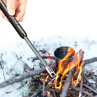 Allume-feu électrique USB rechargeable coupe-vent à arc, multicolore, avec col flexible et crochet de suspension, sans flamme, pour camping, barbecue, mariage