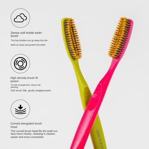 מברשת שיניים עם ראש ארוך ורך, זיפי ניילון, 70 חורים, זיפים רחבים, ניקוי עמוק 360 מעלות - Product Image 3