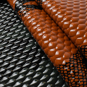 Dimensional High Bright Imitation Snake Skin Design Lizard Style <strong>Python</strong> Skin Grain Pattern Leather for Bags Luggage Belt - Product Image 1