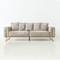 Meubles de salon Chesterfield en tissu marron, canapé sectionnel et fauteuil 7-8 places