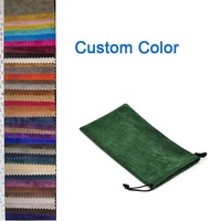 Sac en velours suédé vert olive avec cordon de serrage, impression de logo personnalisé, pour lunettes de soleil, sac de luxe
