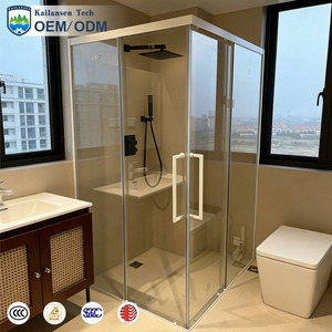 Cabine de <span class=keywords><strong>douche</strong></span> à l'italienne en forme de L à cadre étroit avec porte coulissante en verre trempé, cabine de <span class=keywords><strong>douche</strong></span> de luxe pour salles de bain à domicile et à l'hôtel - Product Image 1