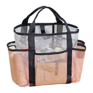 Large Capacity Portable Fitness <b>Storage</b> Cosmetic Bag Double-Layer Mesh Partition Waterproof Beach Bag for Travel Swimming - Product Image 5
