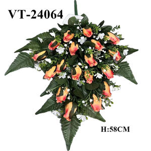 Le plus récent 46cm mélangé plat demi/bouquet frontal/Bouquet/Bush soie artificielle/tissu/tissu/Polyester Rose bourgeon fête des mères Pâques - Product Image 1