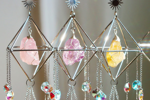 Attrape-soleil en cristal naturel argenté, attrape-soleil en cristal argenté, prisme arc-en-ciel, carillon éolien - Product Image 5