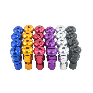 PQYRACING Tiges de valve en acier inoxydable, coloris bleu, noir, or, violet, rouge, argent, avec embout allemand, pour la mise à niveau et la rénovation des roues de voiture - Product Image 3