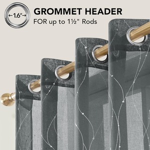 Cortina transparente con ojal <span class=keywords><strong>blanco</strong></span> personalizable JA para dormitorio, semitransparente para sala de estar, decoraciones de primavera para el hogar, <span class=keywords><strong>blanco</strong></span> <span class=keywords><strong>y</strong></span> plateado - Product Image 5