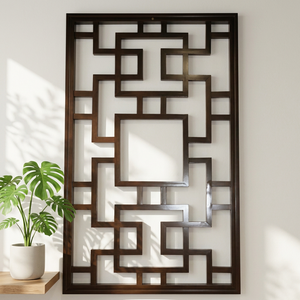 Panneau de mur rideau en aluminium de style chinois, anodisé, design géométrique - Product Image 1