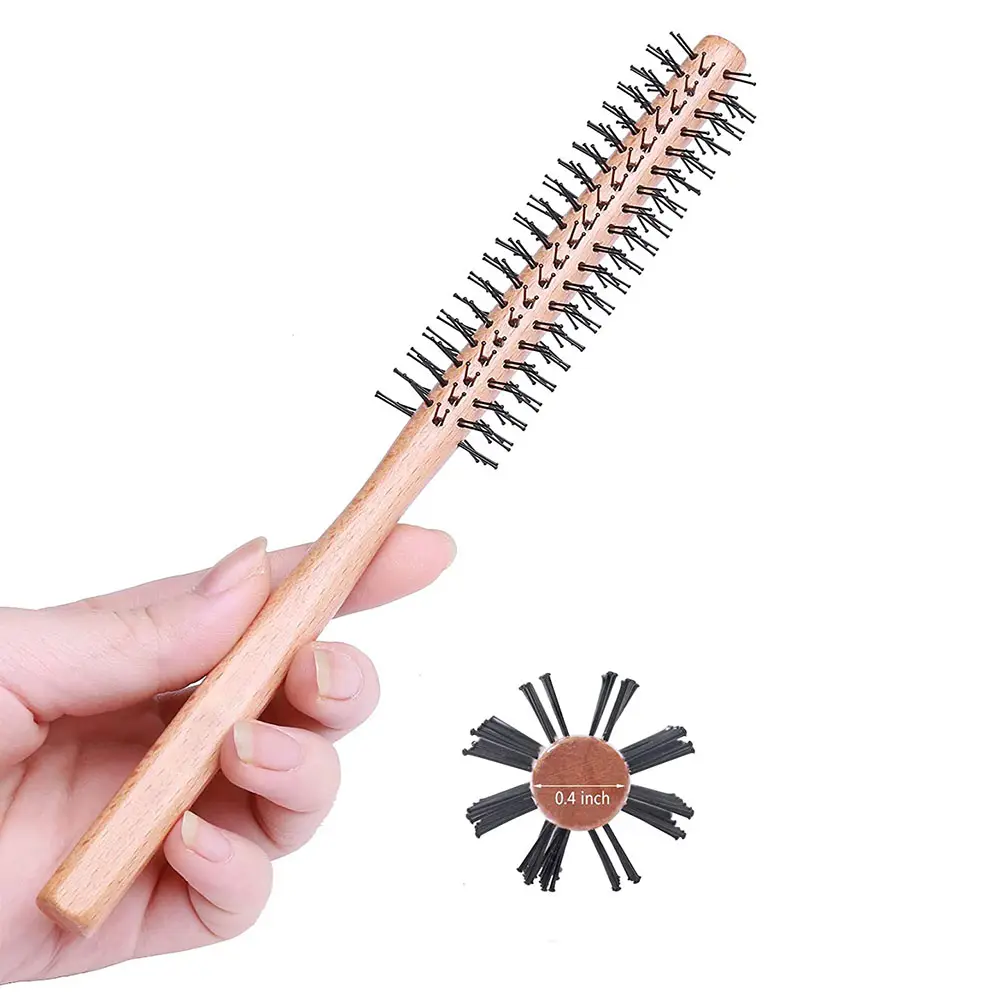 Wholesale Small Wood Round Hair Brush Mini Roller Styling Hair Brush