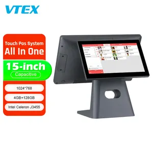 All In One 15.6 Inch Pos Wind Ows Capacitive Touch Dual Screen Billing Machine Pos With 9.7 Inch Customer Display