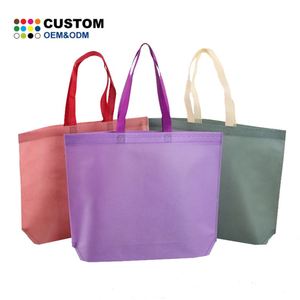 Sacs cadeaux réutilisables en tissu non tissé, pliables, couleur unie, pour collations et produits divers - Product Image 1