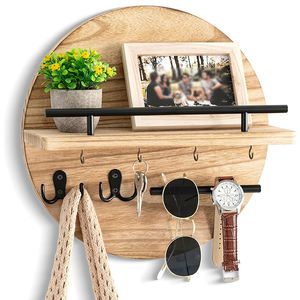 Llavero de madera Estante decorativo de pared-Ganchos para organizador de <span class=keywords><strong>correo</strong></span> de entrada Baño Sala de estar para bolsa Almacenamiento de ropa Metal - Product Image 4
