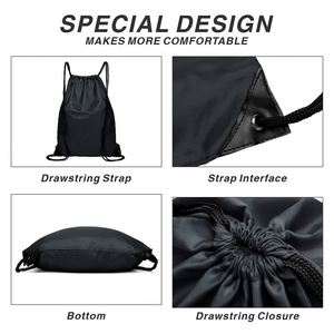 Wholesale Polyester Large Capacity <b>Drawstring</b> <b>Bag</b> <b>Waterproof</b> Black Nylon <b>Drawstring</b> Backpacks for Gym - Product Image 5