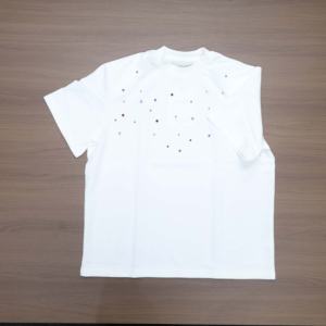 T-shirts pour hommes personnalisés en coton 100% 280g, tricotés, imprimés avec des strass, style streetwear, motif lettres - Product Image 2