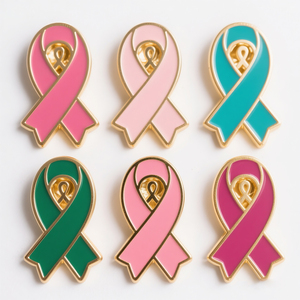Venta al por mayor de accesorios de concientización sobre el cáncer de mama, broches de cinta de esperanza, insignia de PIN rosa de caridad del mes del sobreviviente - Product Image 6
