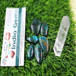 Azurite naturelle de qualité AAA+ en cabochon, formes variées, pierres précieuses vertes étonnantes pour la fabrication de bijoux, au gramme - Product Image 4