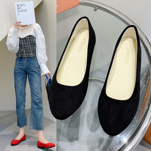 Women's Korean-Style Pointed Toe Flats Single-Layer Flat Heel Shallow Design Maternity Work Shoes in Plus Size Spring Autumn - Product Image 4