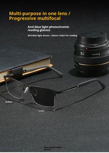 Lunettes <span class=keywords><strong>de</strong></span> lecture carrées blanches unisexe, verres photochromiques multifocaux transparents anti-lumière bleue, personnalisables, vente en gros d'usine - Product Image 3