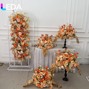 ของตกแต่งงานแต่งงาน LEDA พวงดอกไม้สีส้มสำหรับตกแต่งโต๊ะ ดอกไม้ประดิษฐ์ ลูกบอลดอกกุหลาบสีชมพูอ่อน - Product Image 1