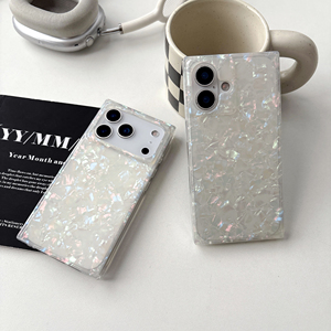 Coque de téléphone souple antichoc à motif coquille brillante et bords droits pour iPhone 17 16 15 14 13 Pro Max, couleur <span class=keywords><strong>orange</strong></span> vif - Product Image 5