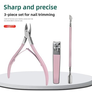 Pince à cuticules professionnelle et <span class=keywords><strong>ciseaux</strong></span> ensemble <span class=keywords><strong>de</strong></span> 3 pièces <span class=keywords><strong>ciseaux</strong></span> <span class=keywords><strong>de</strong></span> manucure pour callosités coupe-ongles Kit <span class=keywords><strong>de</strong></span> poussoir coupe-cuticules - Product Image 2