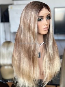 Beau 100% cheveux humains 20 pouces 180% densité 13A + Ombre couleur 360 perruque de dentelle avec 4*4 pouces noeud unique 5.0 - Product Image 3
