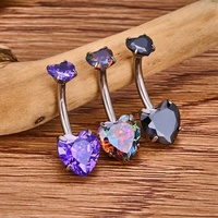 Bijoux de corps en titane G23 personnalisés en gros avec cœur en CZ, anneau de nombril à filetage interne, cadeau pour mariage, fête, fiançailles