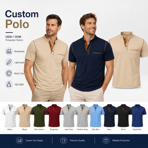 Chemise à col bandoulière pour homme, couleur unie, logo personnalisé ODM, respirante, en polyester léger, séchage rapide, style business décontracté - Product Image 1