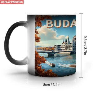 Classic Black Frosted <b>Ceramic</b> Mug 11oz Heat Sensitive Color Changing Tea <b>Cup</b> Daily Use - Product Image 1