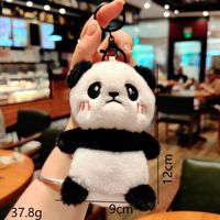 Porte-clés en peluche mignon de panda de dessin animé, pendentif pour clés de voiture et sac, emballé individuellement, petit cadeau pour femmes, vente en gros