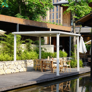 Pergola Gazebo ANCSEM con Tetto Rigido in Lamiera Zincata, Telaio in Alluminio con Grondaia e Tenda Opzionale per Patio e Giardino Esterno - Product Image 2