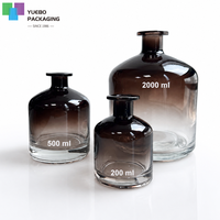 Bouteille diffuseur de parfum en verre dégradé marron de 200 ml, 500 ml, 2000 ml, vide, ronde, de luxe, avec bâtonnets – Vente en gros