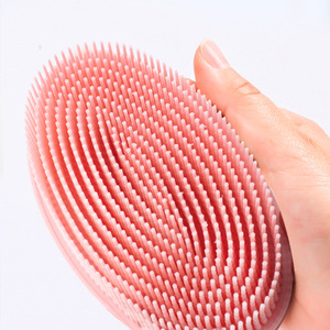 Hot Sale Custom logo Premium Silicone Bath <b>Brush</b> Scrubber Exfoliating Back Face Hair <b>Scalp</b> <b>Brush</b> Black Silicone Body Scrubber - Product Image 2