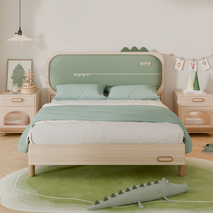 <span class=keywords><strong>Lit</strong></span> pour enfants JINS avec tête de <span class=keywords><strong>lit</strong></span> souple cadre en bois Design moderne en forme d'ours tendance en bois massif chambre principale Accent en cuir - Product Image 1