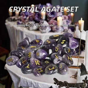 Juego de 25 Runas del Alfabeto Talladas en Piedras Preciosas, Estilo Nórdico Germánico, Feng Shui, Chakra, Pirámide, Escultura, Piedras de Bolsillo Ecológicas - Product Image 2