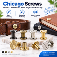 Vis de Reliure en Laiton et Acier Inoxydable 10mm Mâle et Femelle, Vis M1 Chicago pour Tournevis Plat