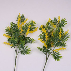 Flores Artificiales Estilo Bosque, Árbol de Acacia de 3 Ramas de Plástico, Decoración para el Hogar, Mesas de Centro, Mesas de Comedor, Arreglos Florales para Bodas - Product Image 1