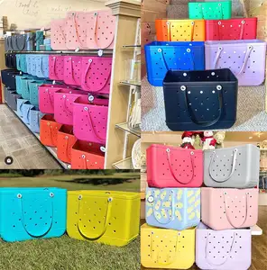 2023 New Fashion Wholesale Large EVA Waterproof Hand Bag Bogg Bag Silicone Beach Hand Bags