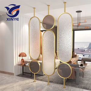 Divisor de Espacios Moderno, Decorativo, Plegable, Transparente, de Metal, Forma Ovalada, Panel de Acero Inoxidable con Espejo de Vidrio <span class=keywords><strong>para</strong></span> Hotel - Product Image 1
