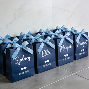 Sacchetti Regalo di Lusso Personalizzati FB22 <span class=keywords><strong>con</strong></span> Manici a Nastro per Matrimoni, Addii al Nubilato, Feste, Omaggi <span class=keywords><strong>con</strong></span> <span class=keywords><strong>Nome</strong></span> e Data Personalizzati - Product Image 4