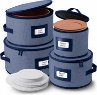 Boîte de rangement pour vaisselle, pliable, empilable, avec poignée, fermeture éclair, grande capacité, organisée, portable, pour la maison, les cuisines et les pique-niques