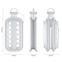 Bouteille d'eau portable pliable 2-en-1 en plastique sans BPA avec moule à glaçons en grille et couvercle pour la maison