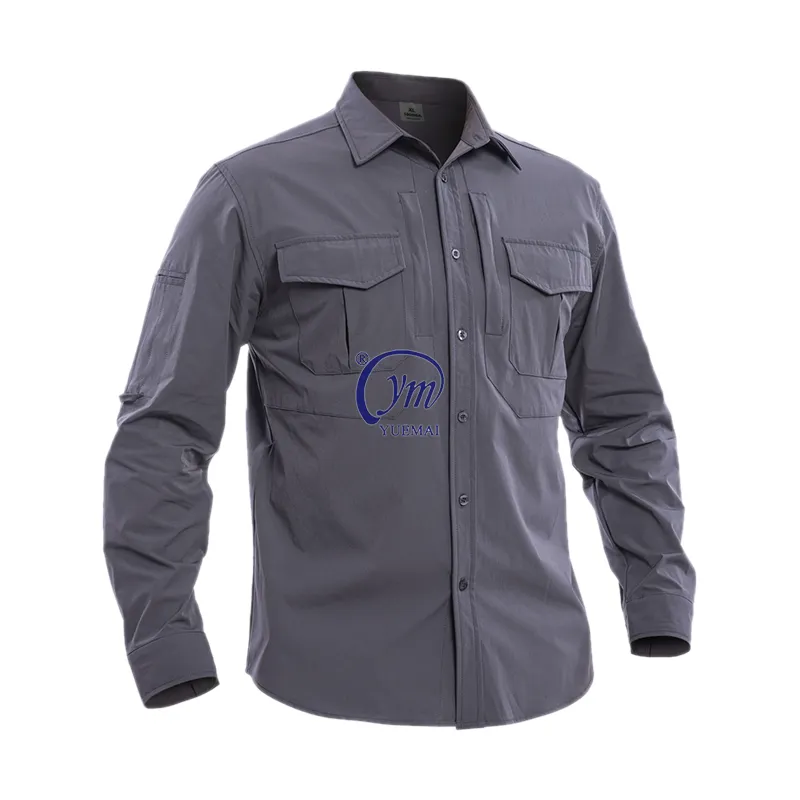 YUEMAI Customize Workout Cargo Outdoor Breathable Fishing Camping Fit Solid Color Tactical Shirt