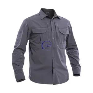 YUEMAI Camisa tática personalizada para treino e acampamento ao ar livre, roupa de cor sólida respirável para pesca